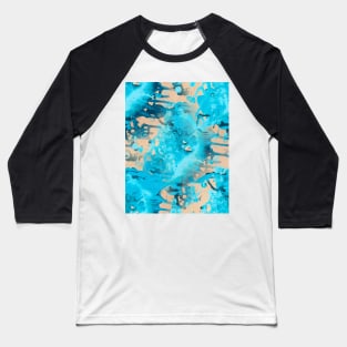 Turquoise and beige fluid Painting Pattern Baseball T-Shirt